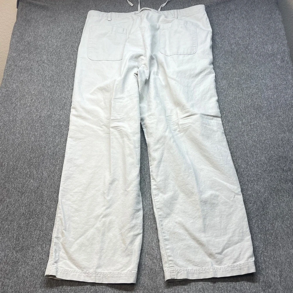 Breakwater Mens Linen Cotton Blend Drawstring Pants Beige 40x32 Relaxed Fit